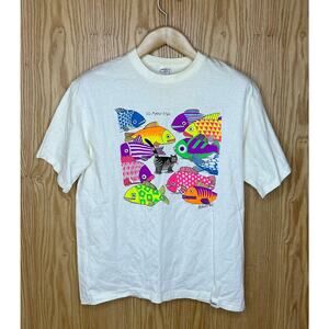 Vintage B. Kliban T-Shirt Cat Fish Neon “So many fish” Medium Crazy Shirt